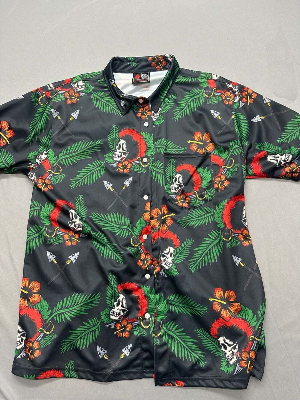 OAF Nation Aloha Bangarang Skull Tropical Floral Hawaiian Button-Down Shirt